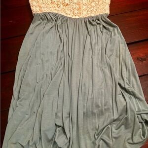 Anthropologie Cream Lace Bodice Strapless Dress